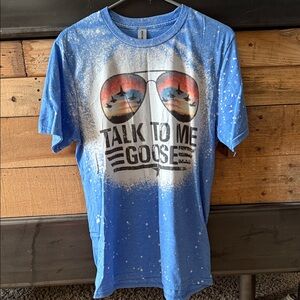 Blue Graphic Tee with Sunglasses Print